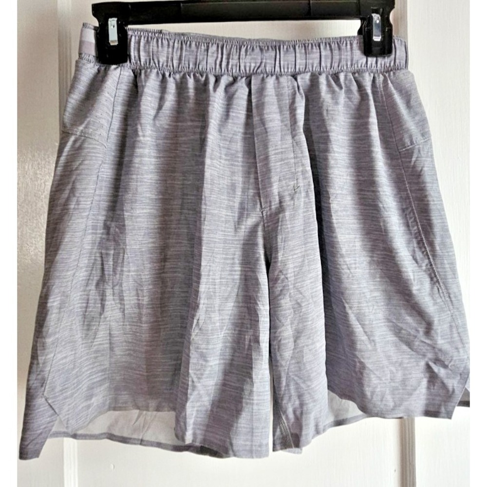Lululemon men short Sz S ‎ grey running training pocets drawstring lined